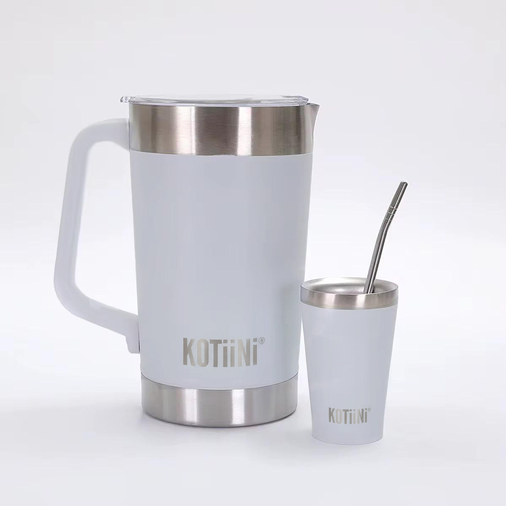 Jarra Térmica acero inoxidable 2L + vaso 140ml gris - Irrompible, Conserva Bebidas Calientes o Frías