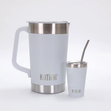 Jarra Térmica acero inoxidable 2L + vaso 140ml gris - Irrompible, Conserva Bebidas Calientes o Frías