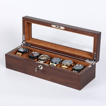 Caja Organizadora 6 Relojes Luxury - Estilo Nogal, Diseño Elegante