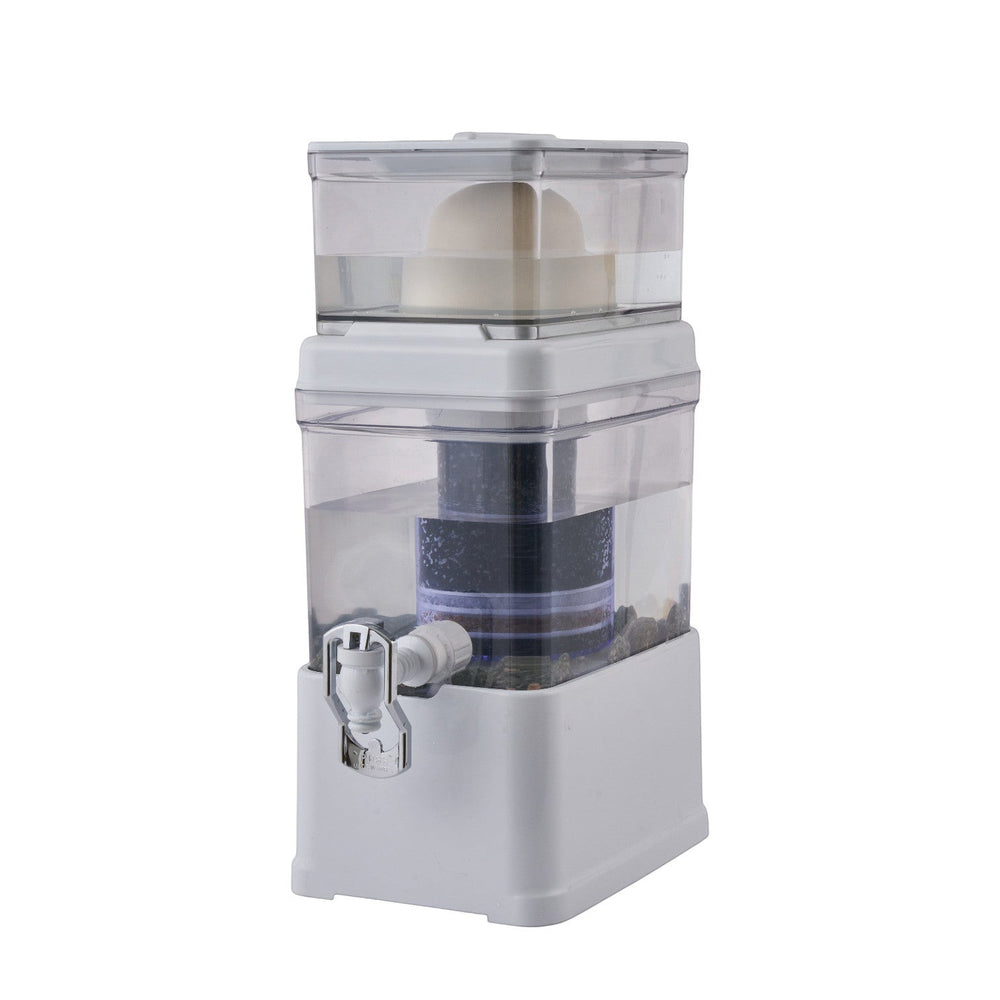 Sistema purificador de agua por gravedad BEVANT de 5 litros con filtración de 7 etapas y piedras minerales de Rumah casa