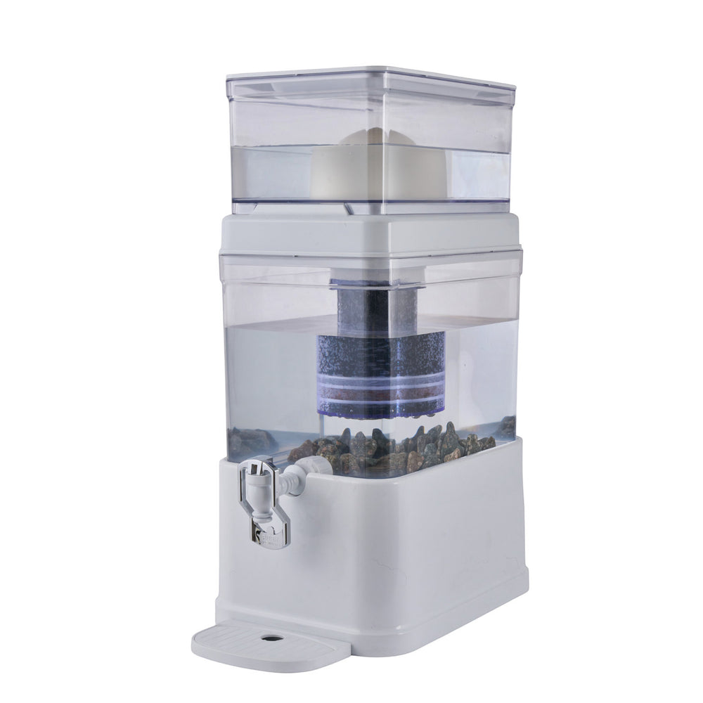 Purificador de agua por gravedad Rumah casa de 10 litros con sistema de filtración de 7 etapas y piedras minerales