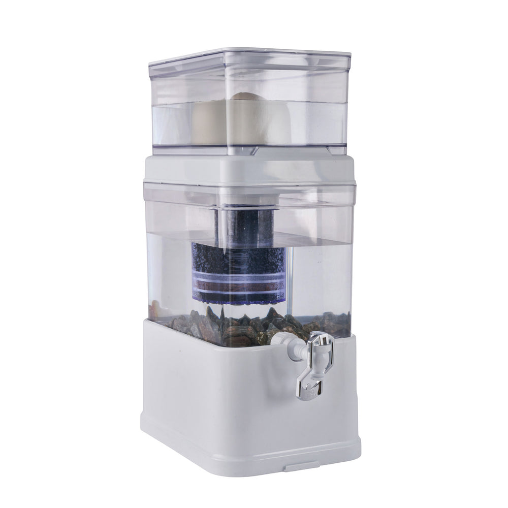 Purificador de agua por gravedad Rumah casa de 10 litros con sistema de filtración de 7 etapas y piedras minerales