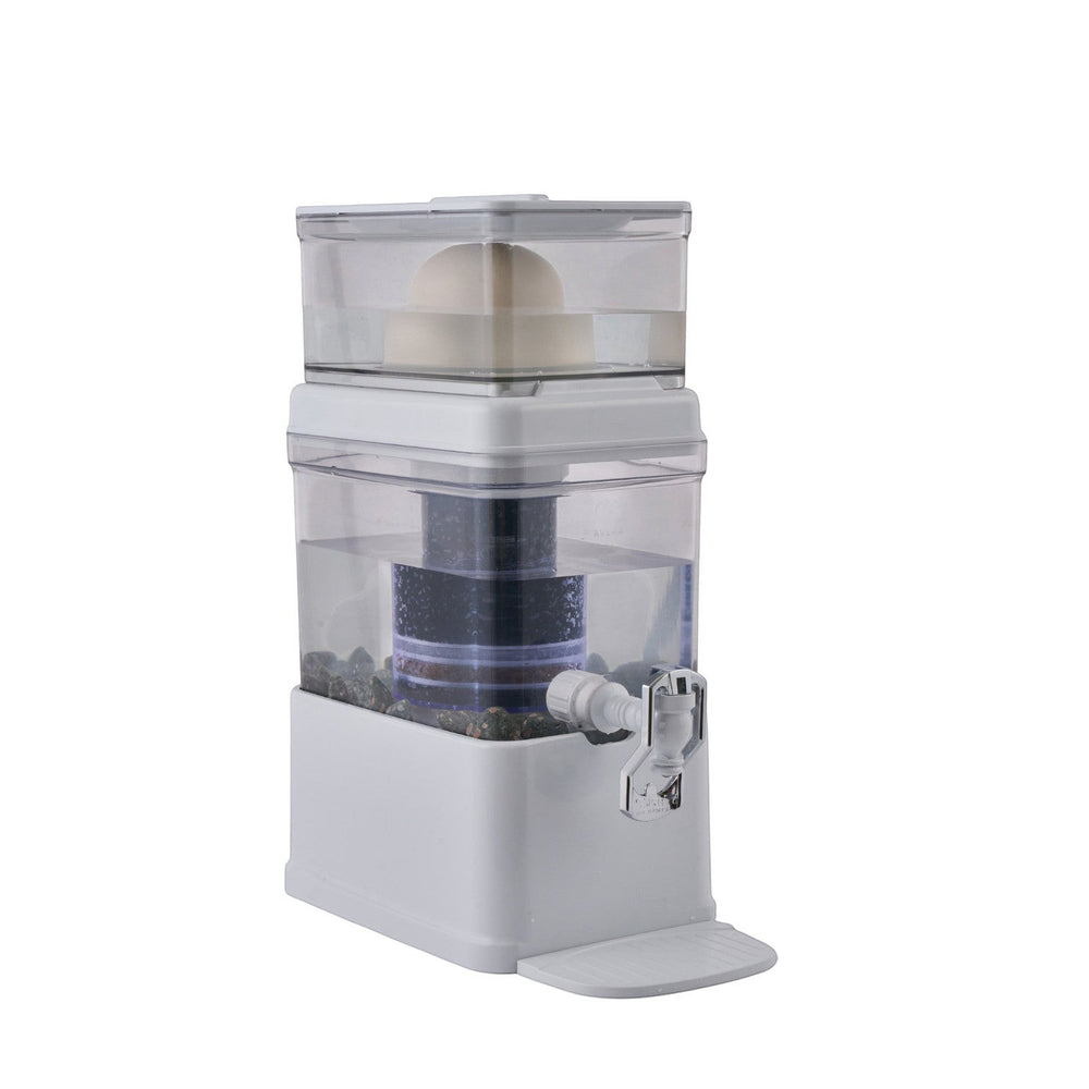 Sistema purificador de agua por gravedad Rumah casa de 5 litros con filtro cerámico y piedras minerales en color blanco