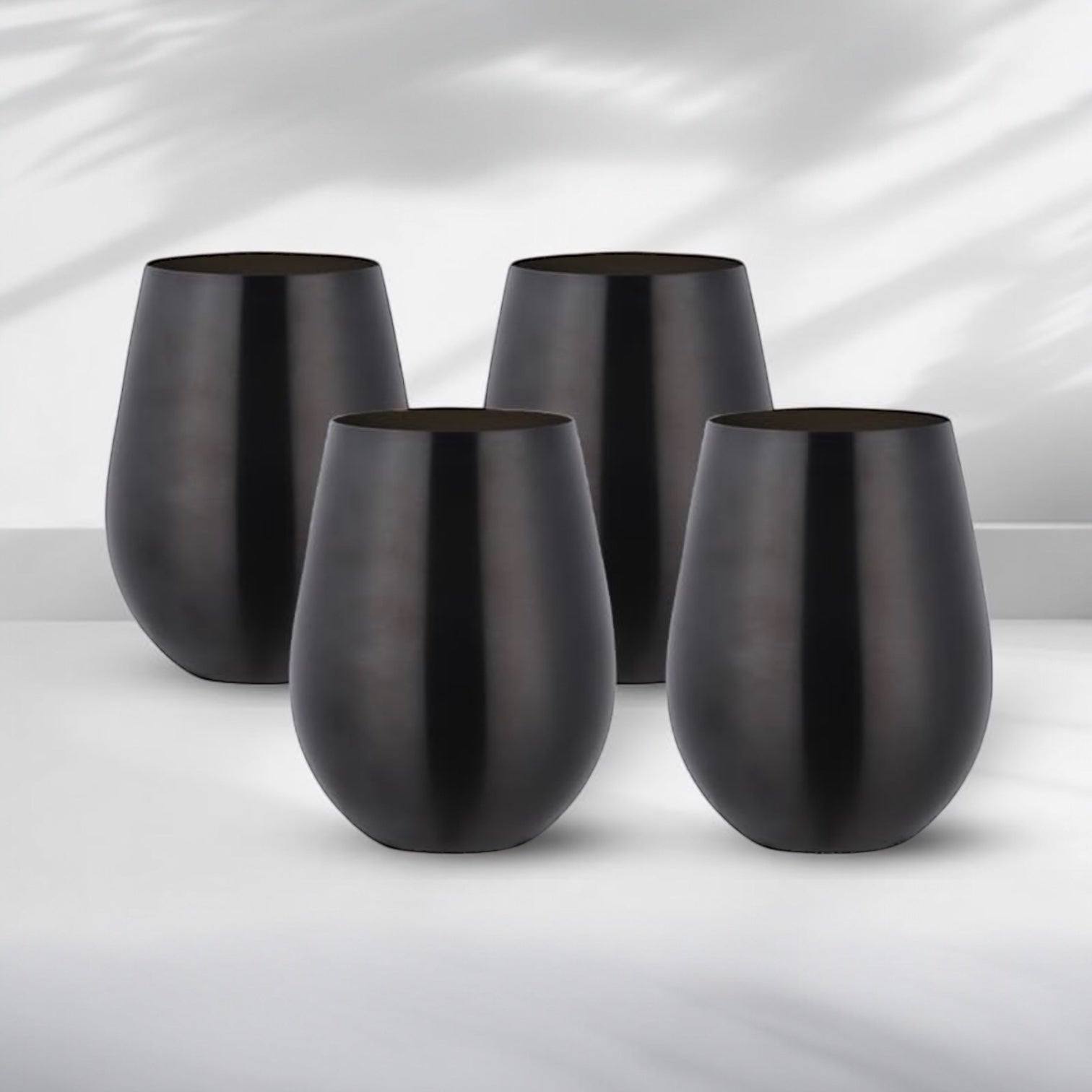 Set x 4 vasos acero inoxidable negro mate 550ml - Irrompibles
