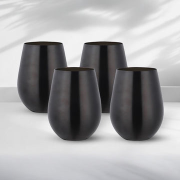Set x 4 vasos acero inoxidable negro mate 550ml - Irrompibles