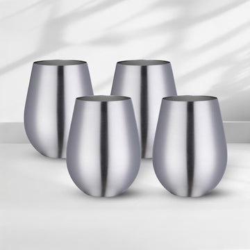 Set x 4 vasos acero inoxidable plateado mate 550ml - Irrompibles