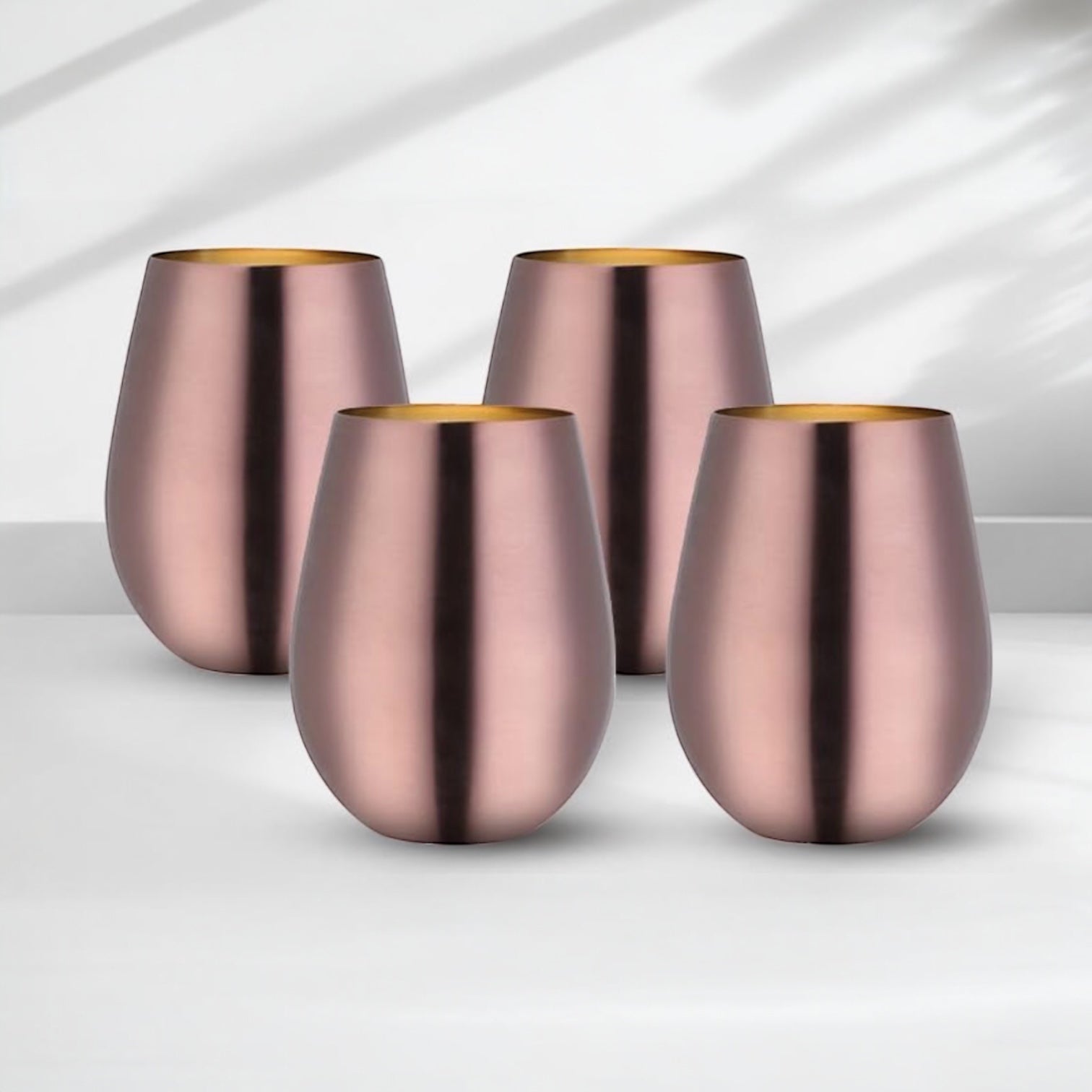 Set x 4 vasos acero inoxidable rose gold mate 550ml - Irrompibles