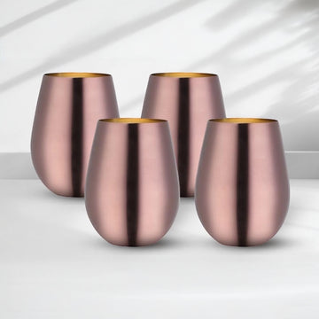 Set x 4 vasos acero inoxidable rose gold mate 550ml - Irrompibles