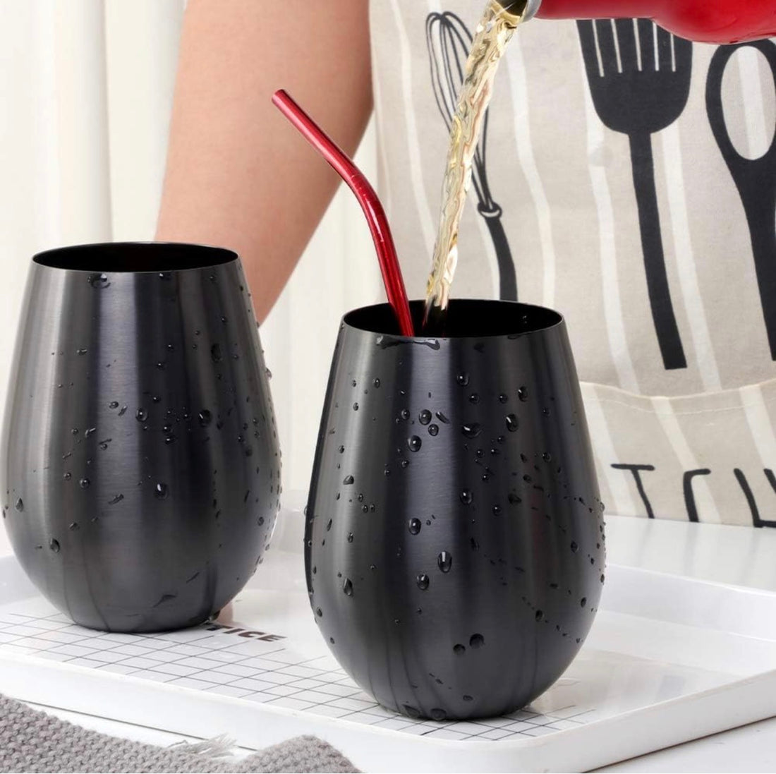 Set x 4 vasos acero inoxidable negro mate 550ml - Irrompibles