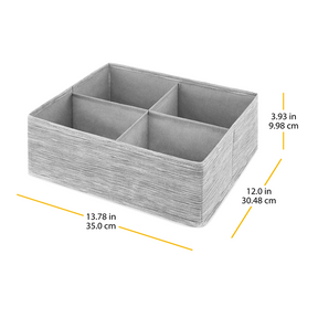 Organizador cajones 4 secciones 35x30 cm gris