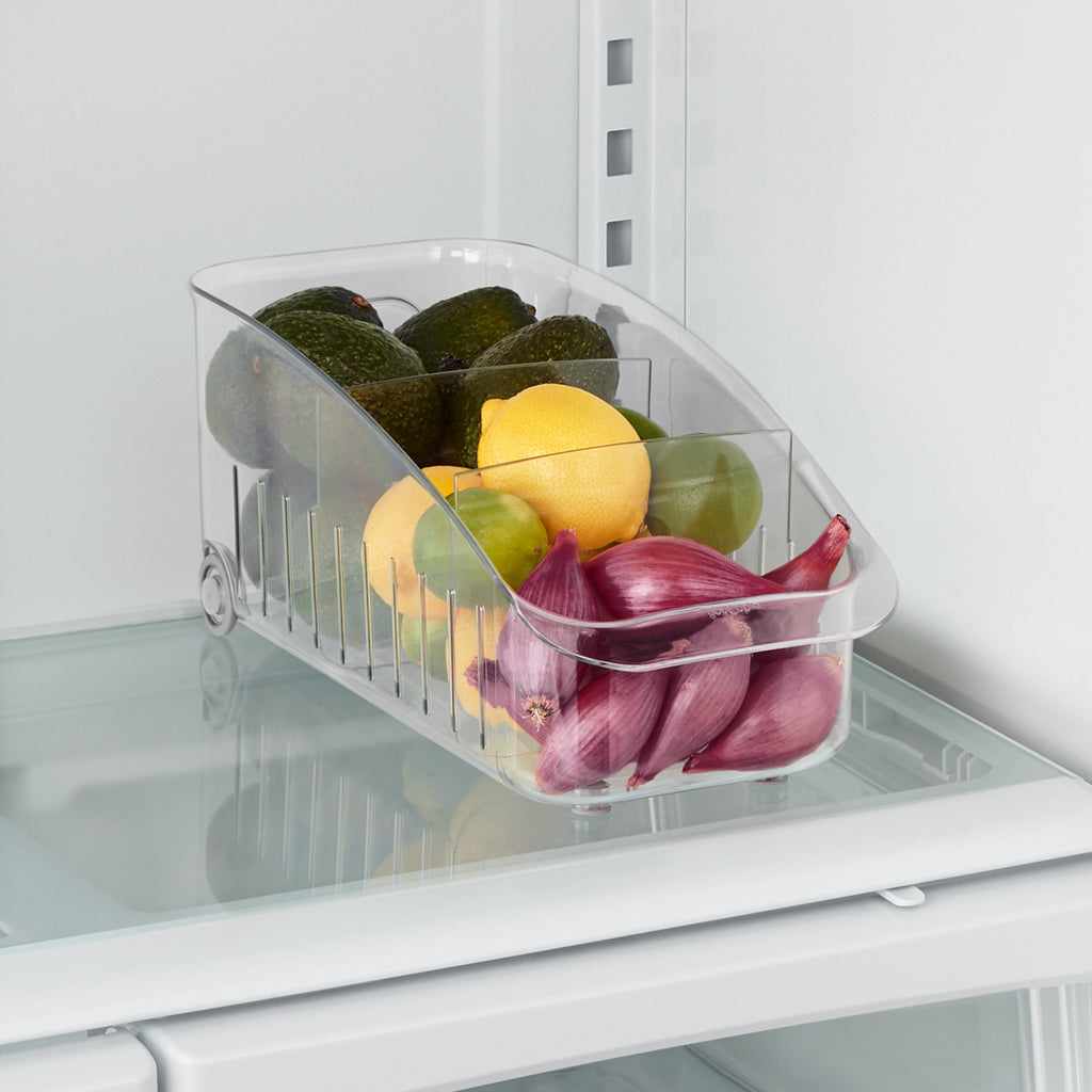 Smart Design Cajón extraíble ajustable para refrigerador, mediano,  extensible, con carriles y asa, de plástico sin bisfenol A, capacidad para  15